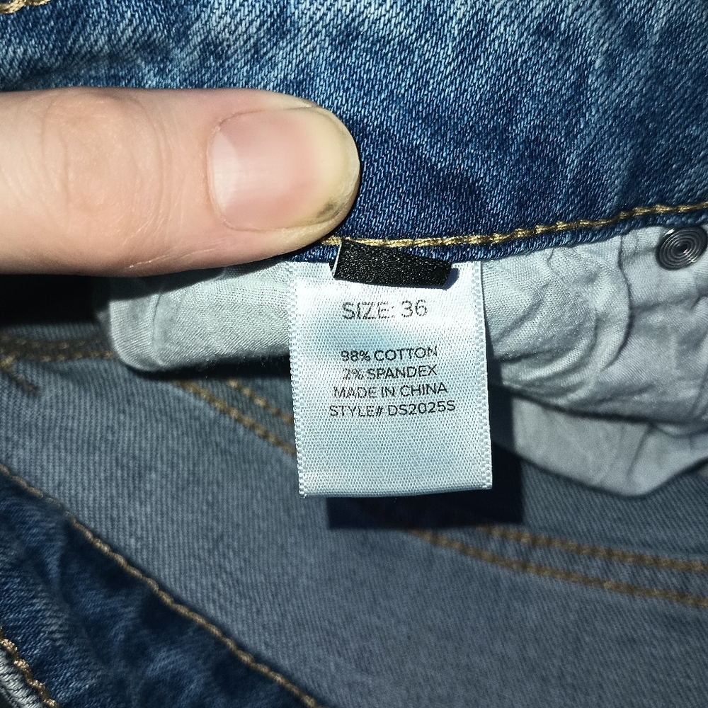 Blue and White Distressed Jean Shorts with Stripes - Picture 3 of 4